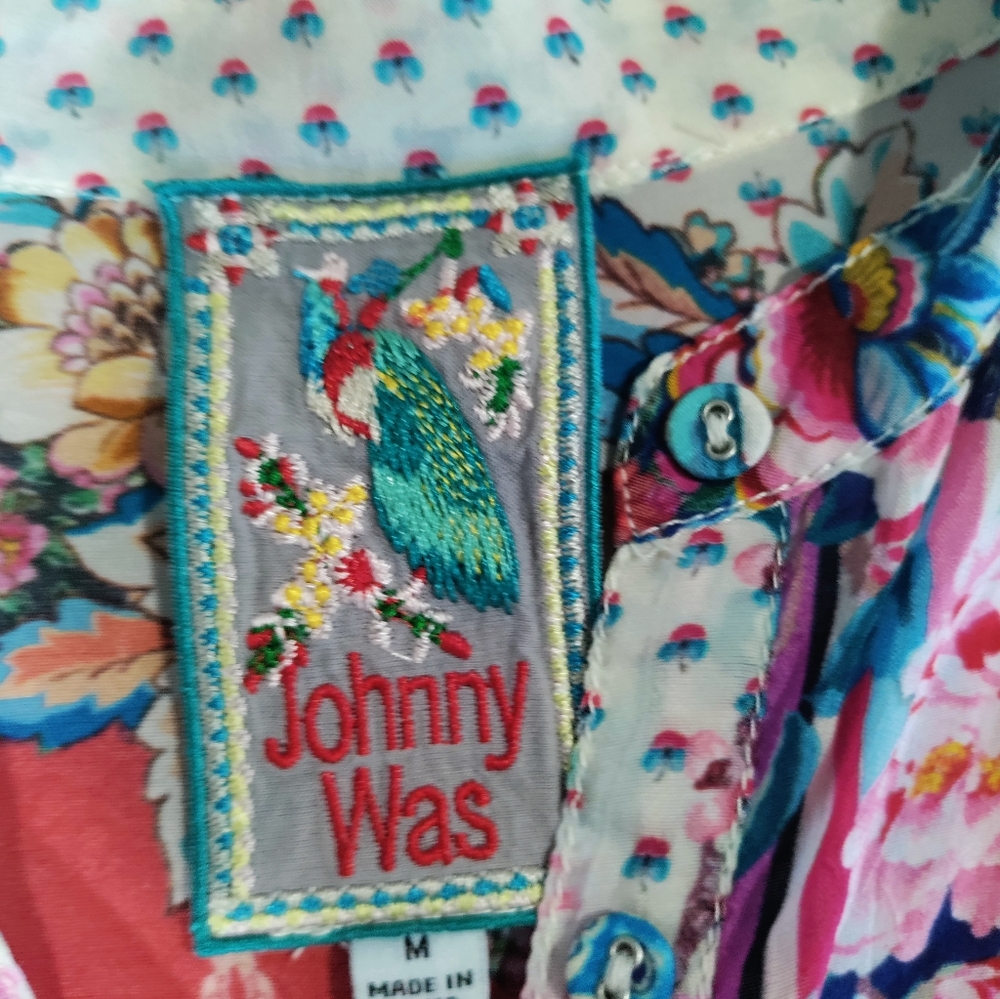 Johnny Was. MediumFloral Patchwork Blouse Pre-own… - image 2